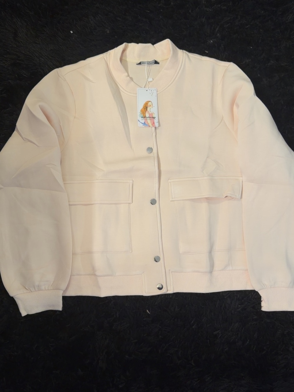 Women's Soft Peach Bomber Jacket with Snap Front